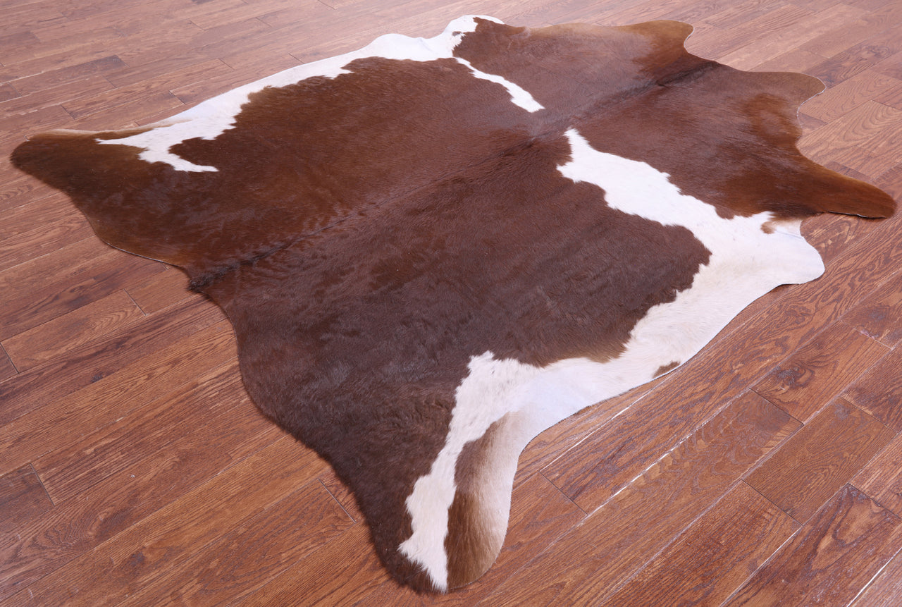 Brown & White Natural Cowhide Rug - XX-Large 7' 7"H x 6' 5"W