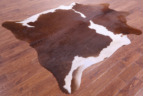 Brown & White Natural Cowhide Rug - XX-Large 7' 7