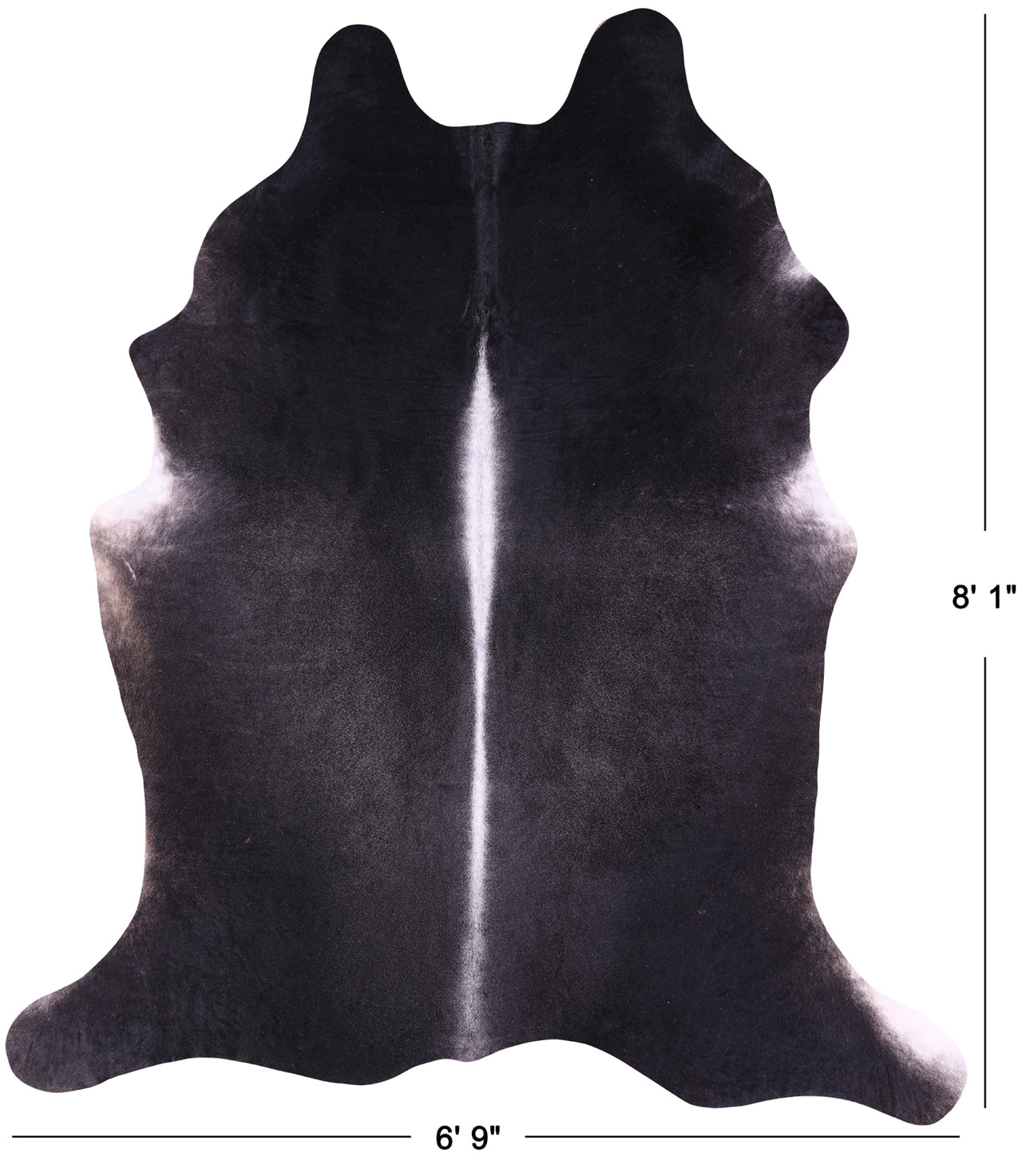Black Natural Cowhide Rug - XX-Large 8' 1"H x 6' 9"W