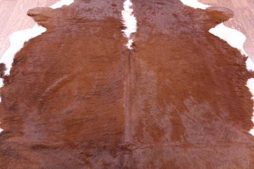 Brown & White Natural Cowhide Rug - XX-Large 7' 4