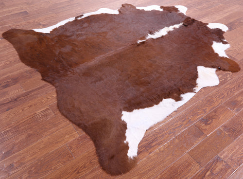 Brown & White Natural Cowhide Rug - XX-Large 7' 4