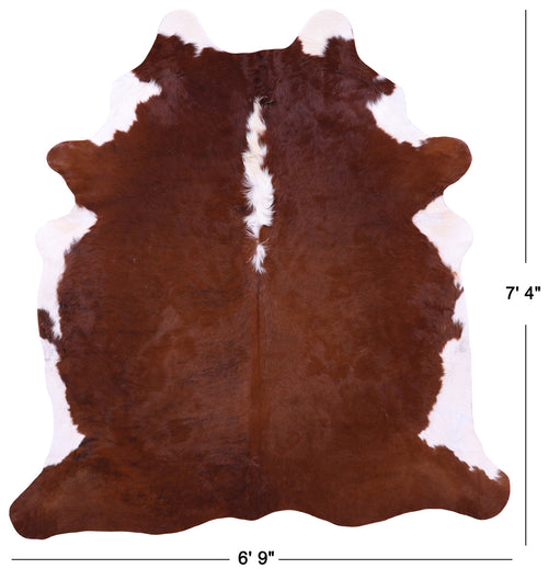 Brown & White Natural Cowhide Rug - XX-Large 7' 4
