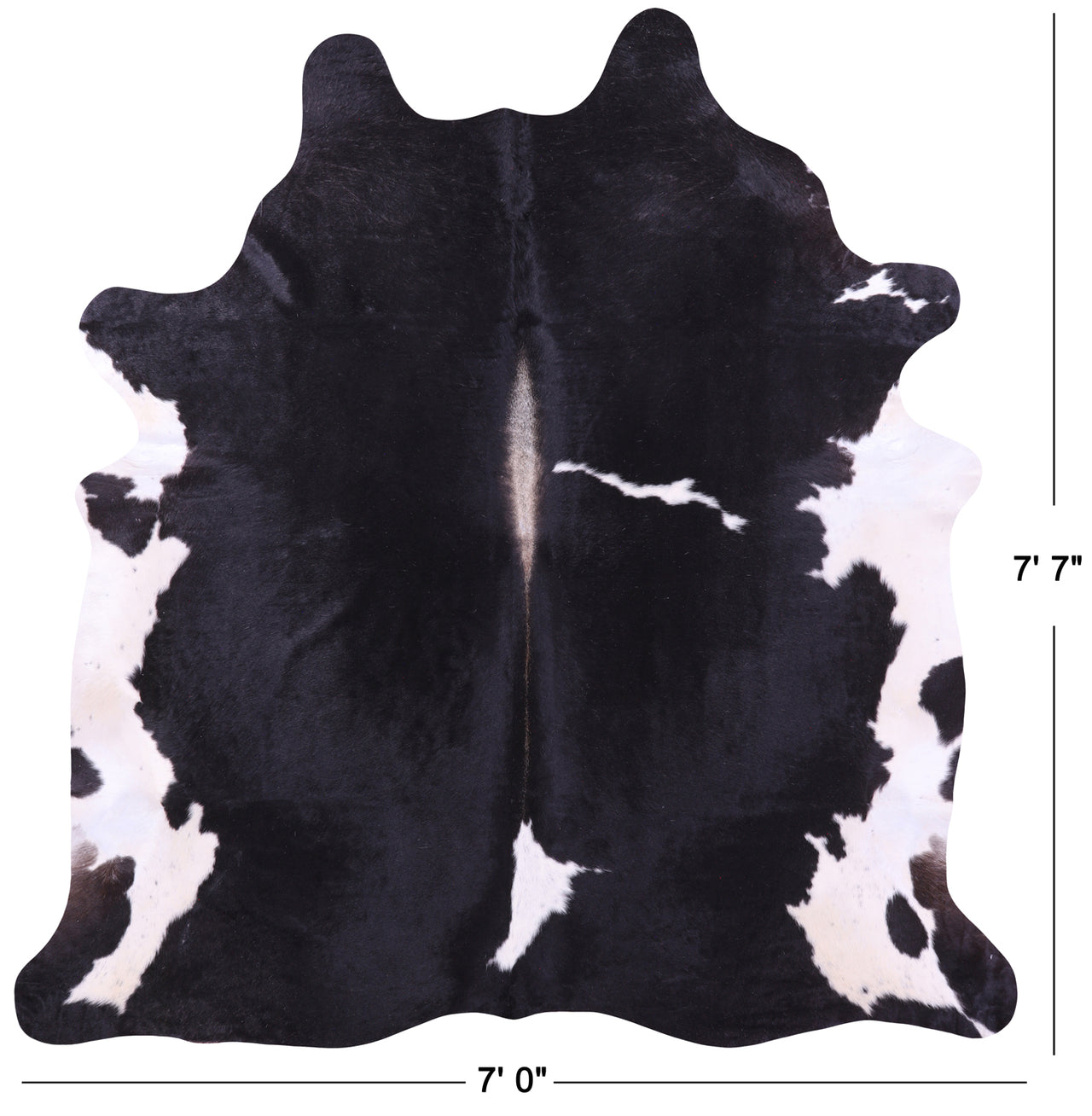 Black & White Natural Cowhide Rug - XX-Large 7' 7"H x 7' 0"W