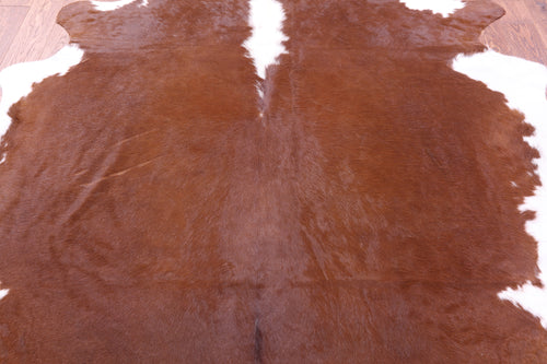 Brown & White Natural Cowhide Rug - X-Large 7' 3