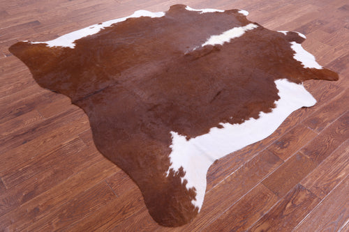 Brown & White Natural Cowhide Rug - X-Large 7' 3