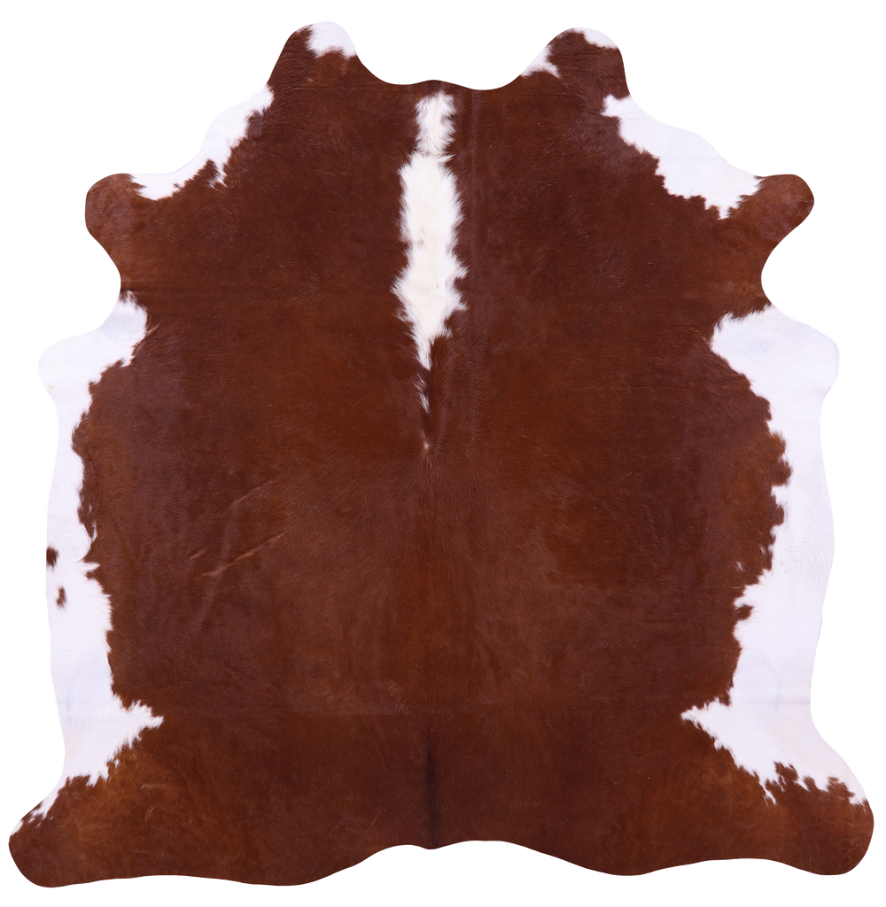 Brown & White Natural Cowhide Rug - X-Large 7' 3"H x 7' 0"W