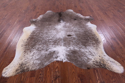 Grey & White Natural Cowhide Rug - X-Large 7' 2