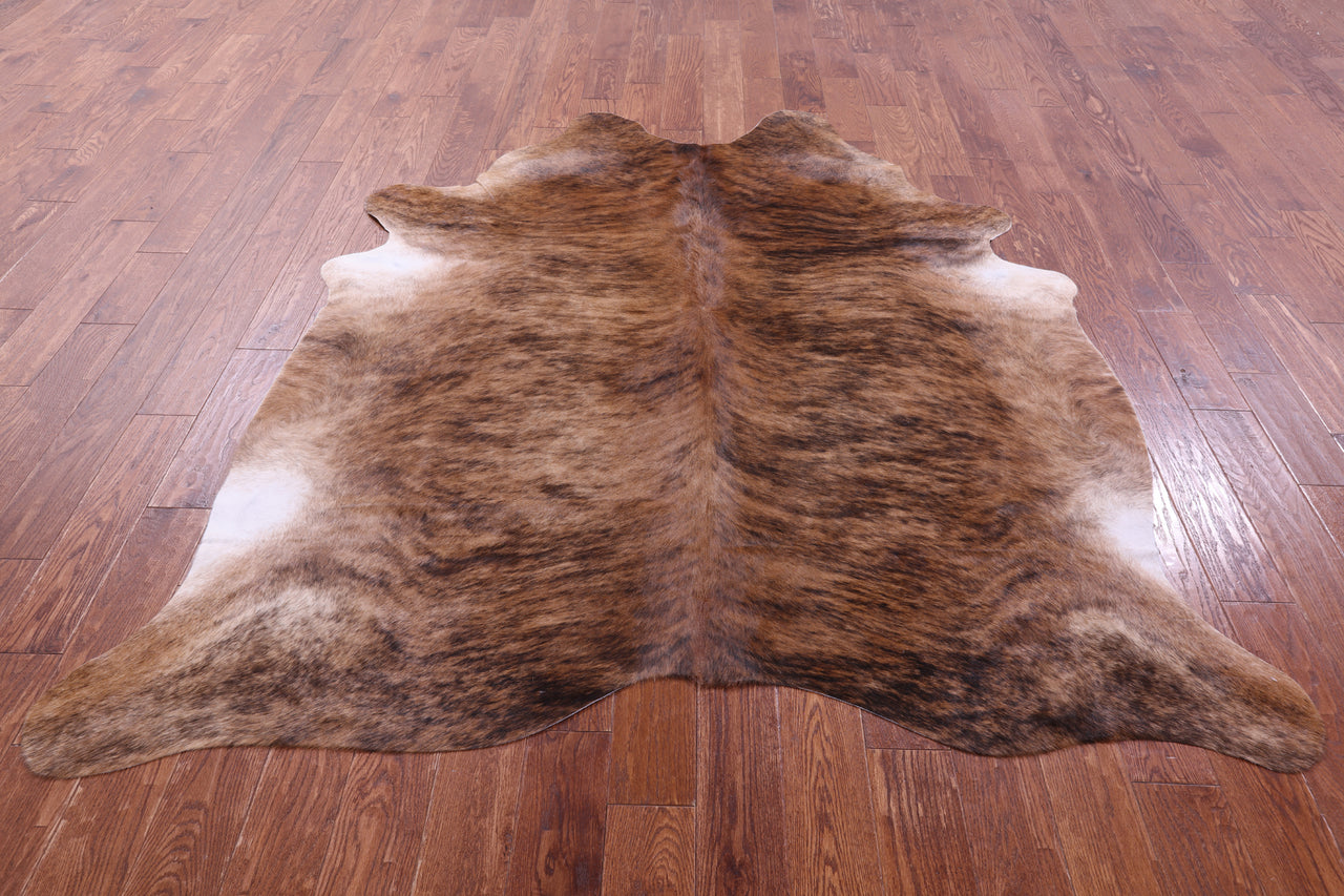 Light Brindle Natural Cowhide Rug - X-Large 7' 0"H x 6' 6"W
