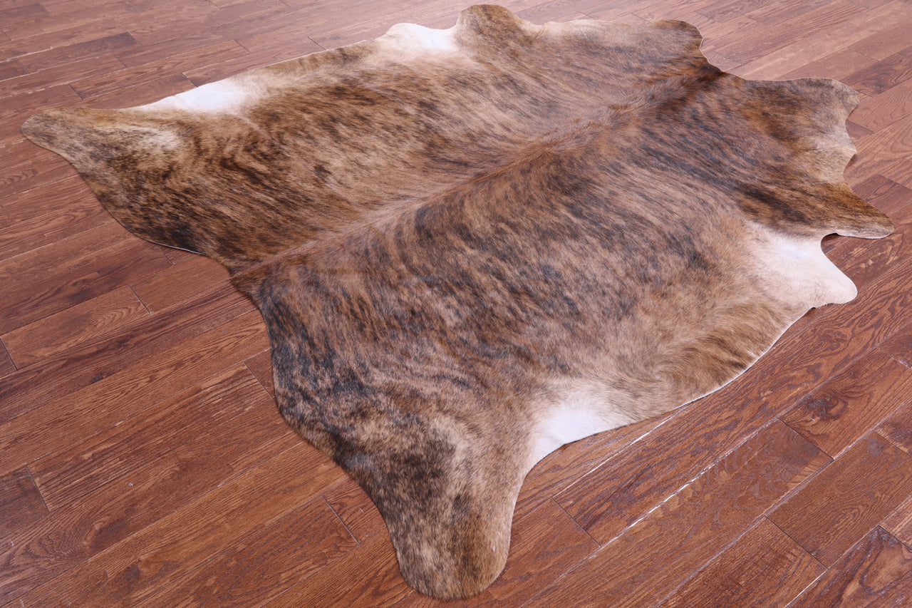 Light Brindle Natural Cowhide Rug - X-Large 7' 0"H x 6' 6"W