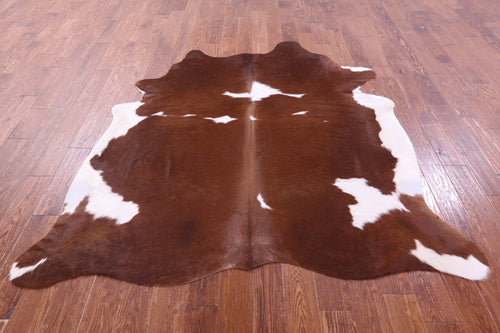 Brown & White Natural Cowhide Rug - X-Large 7' 0