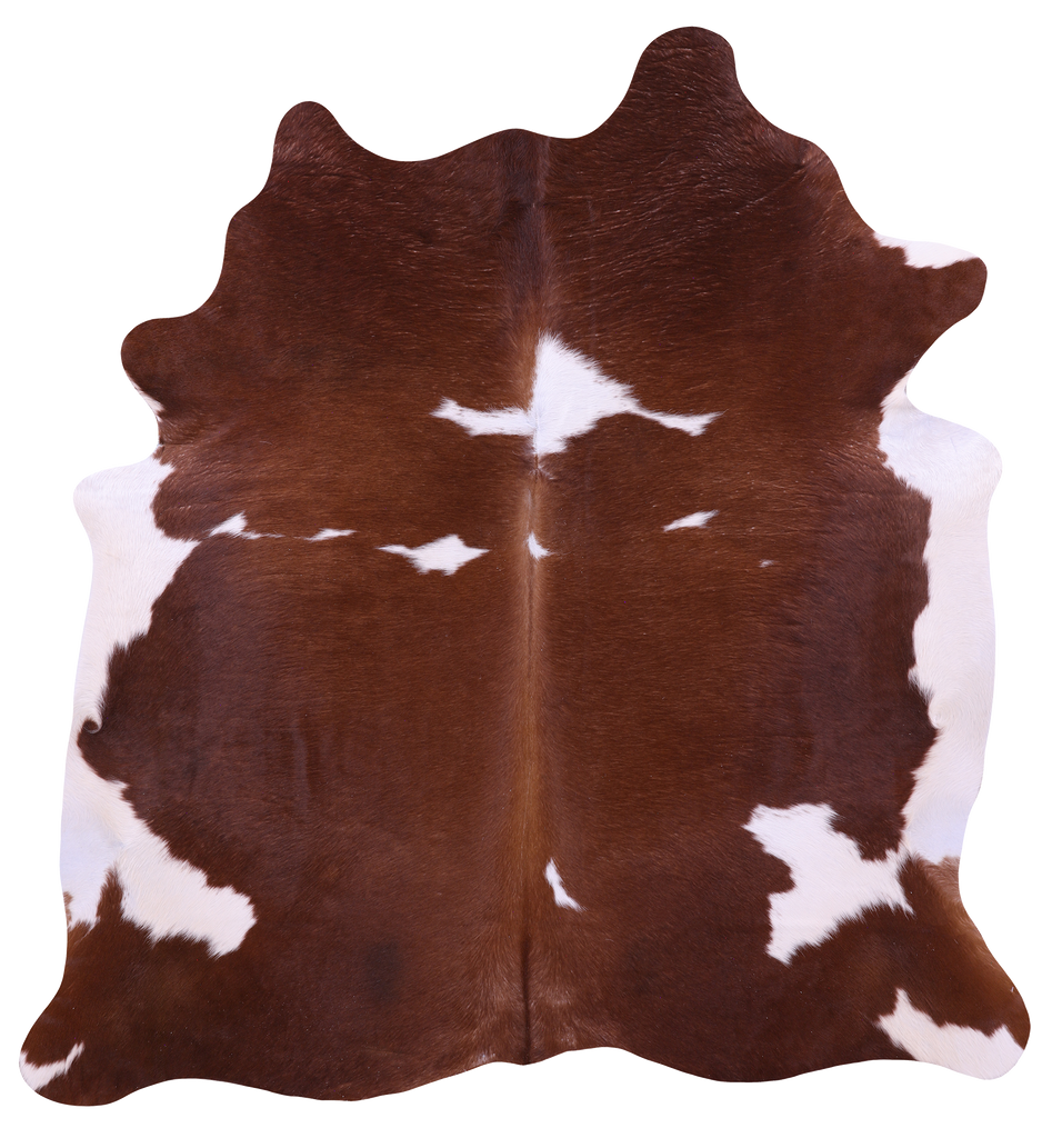 Brown & White Natural Cowhide Rug - X-Large 7' 0"H x 6' 5"W