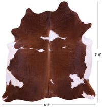 Thumbnail for Brown & White Natural Cowhide Rug - X-Large 7' 0