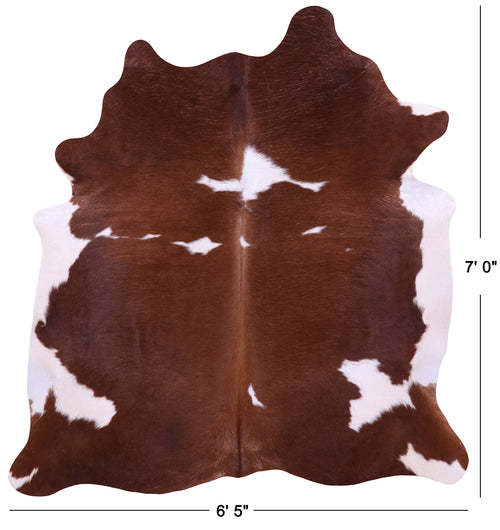 Brown & White Natural Cowhide Rug - X-Large 7' 0