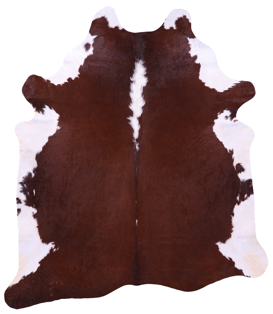 Brown & White Natural Cowhide Rug - XX-Large 7' 7"H x 6' 6"W