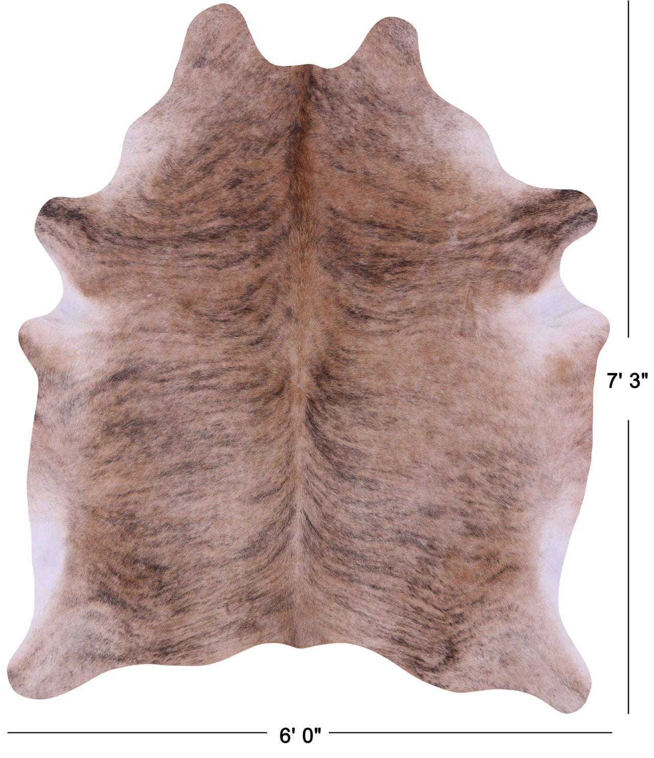 Light Brindle Natural Cowhide Rug - X-Large 7' 3"H x 6' 0"W