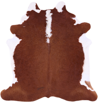 Thumbnail for Brown & White Natural Cowhide Rug - X-Large 7' 0