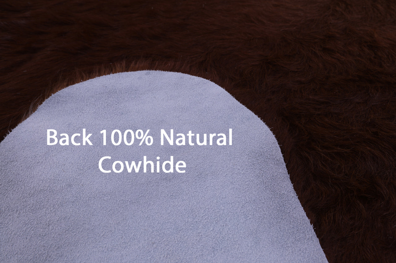 Brown & White Natural Cowhide Rug - X-Large 7' 0"H x 6' 6"W