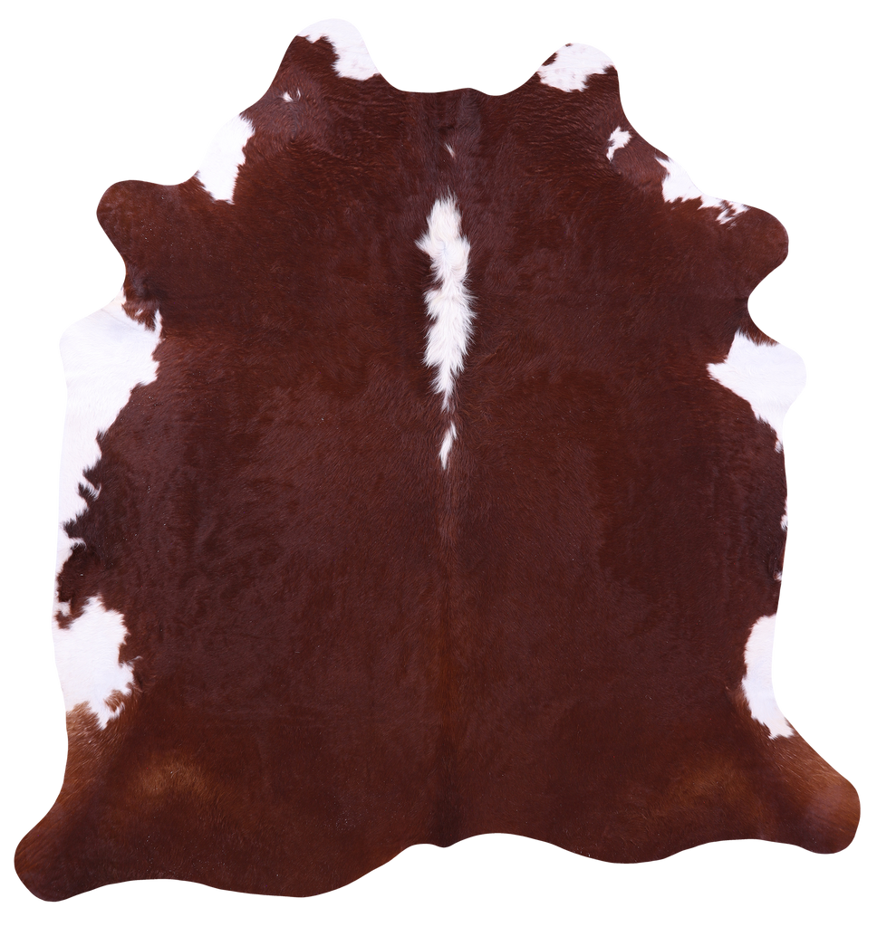 Brown & White Natural Cowhide Rug - X-Large 7' 2"H x 6' 9"W