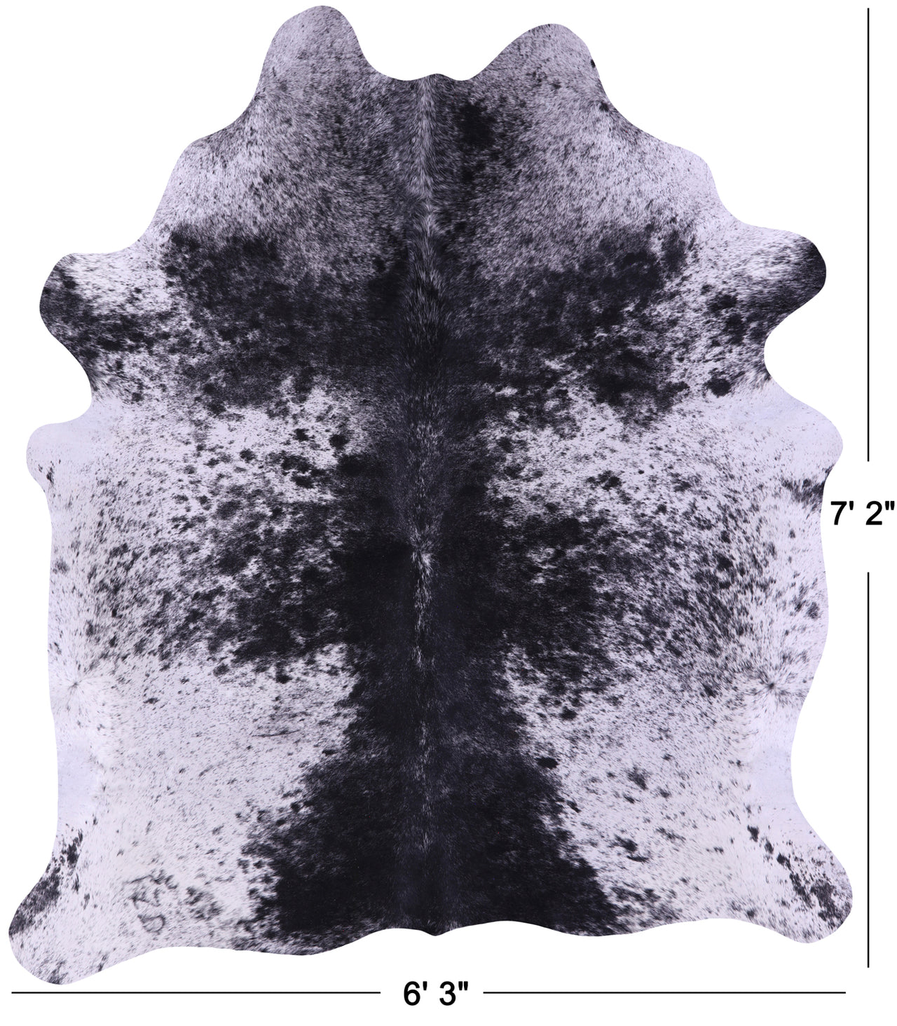 Black Salt & Pepper Natural Cowhide Rug - X-Large 7' 2"H x 6' 3"W