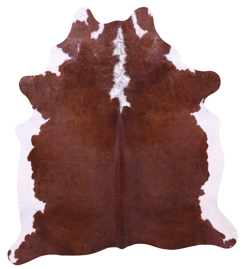 Brown & White Natural Cowhide Rug - XX-Large 7' 6"H x 6' 10"W