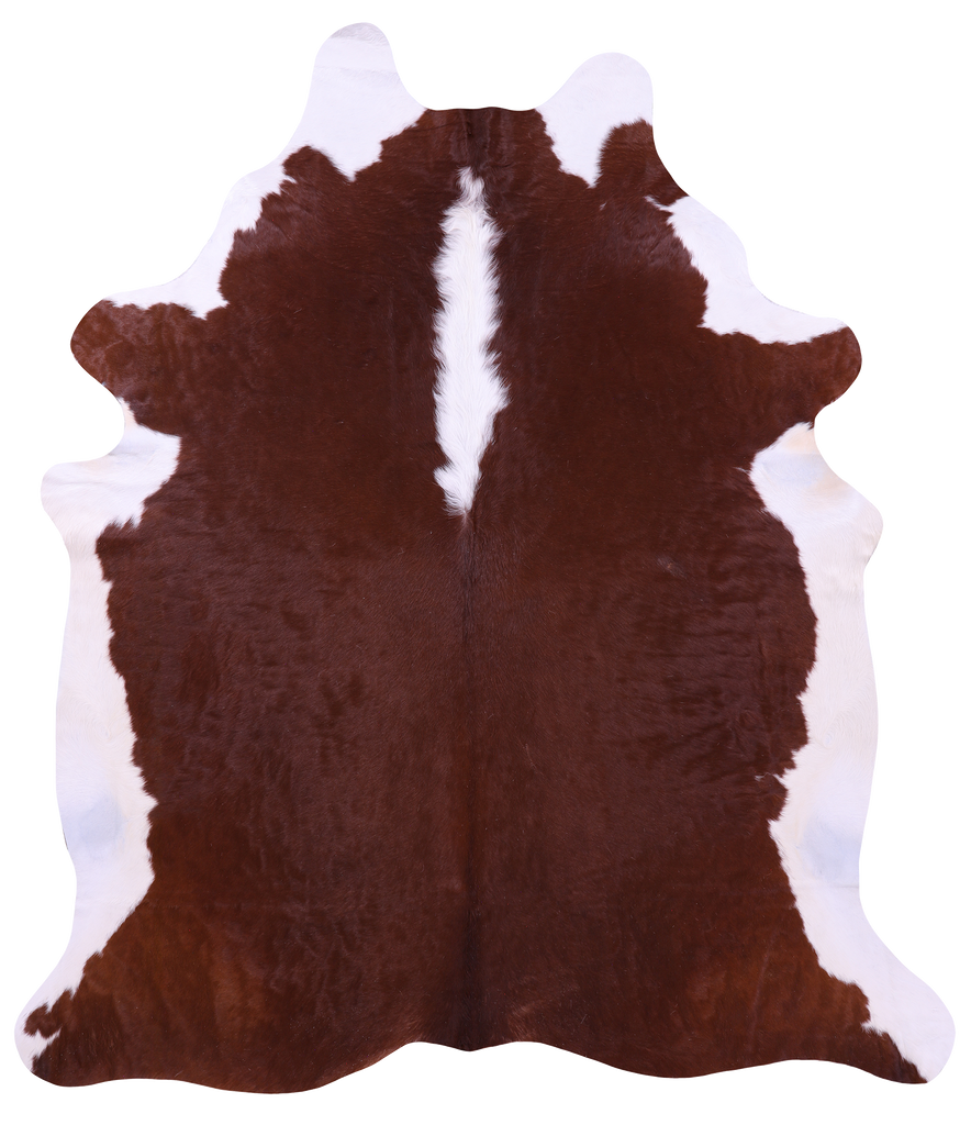 Brown & White Natural Cowhide Rug - XX-Large 8' 0"H x 7' 0"W