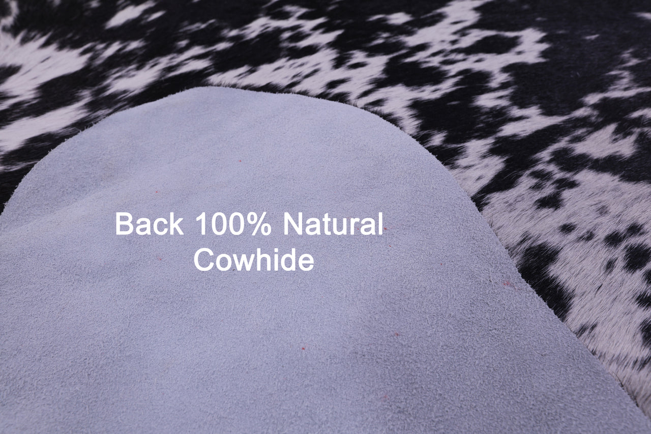 Black Salt & Pepper Natural Cowhide Rug - XX-Large 8' 0"H x 7' 2"W