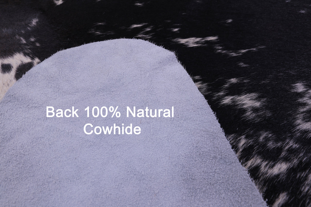 Black Salt & Pepper Natural Cowhide Rug - XX-Large 7' 8"H x 7' 2"W