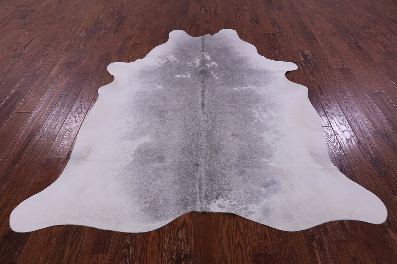 Grey & White Natural Cowhide Rug - X-Large 7' 1"H x 6' 1"W