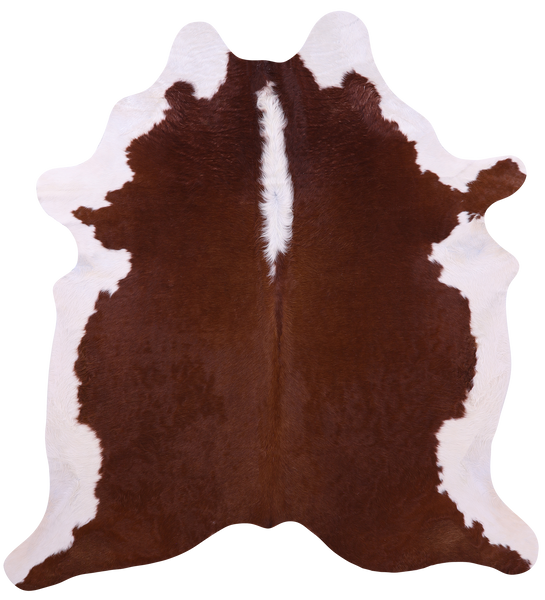 Brown & White Natural Cowhide Rug - X-Large 7' 2"H x 6' 7"W