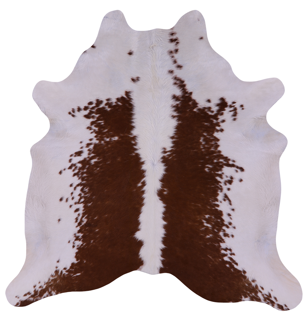 Brown & White Natural Cowhide Rug - X-Large 6' 10"H x 6' 7"W