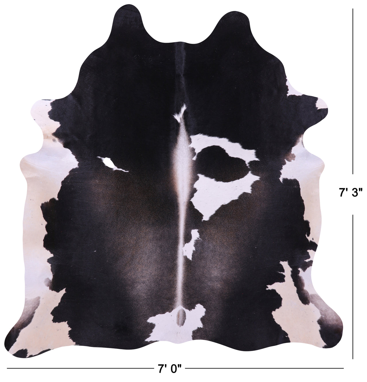 Black & White Natural Cowhide Rug - X-Large 7' 3"H x 7' 0"W