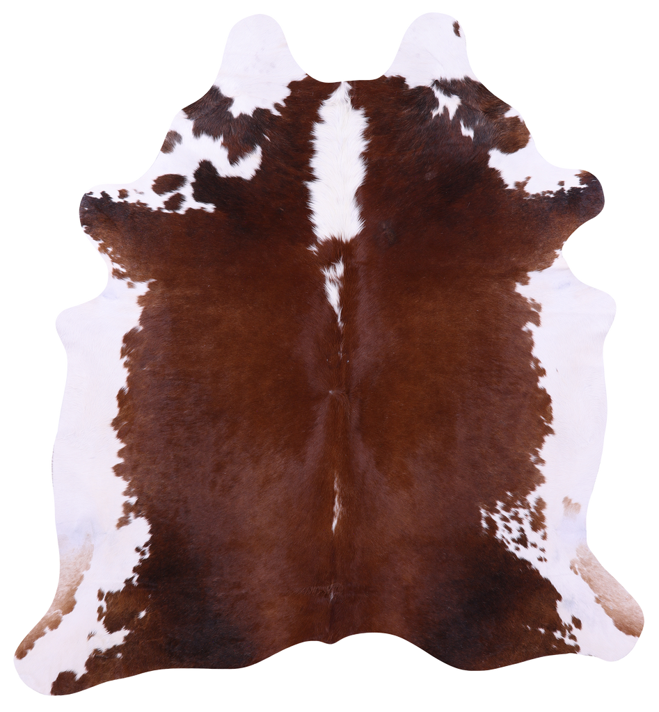 Brown & White Natural Cowhide Rug - X-Large 7' 2"H x 6' 6"W