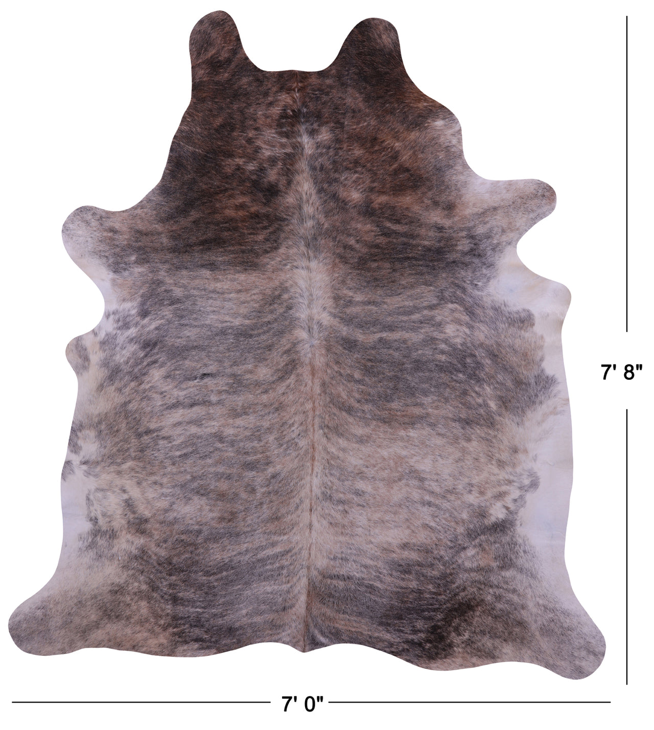 Grey Brindle Natural Cowhide Rug - XX-Large 7' 8"H x 7' 0"W