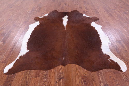 Brown & White Natural Cowhide Rug - XX-Large 7' 4