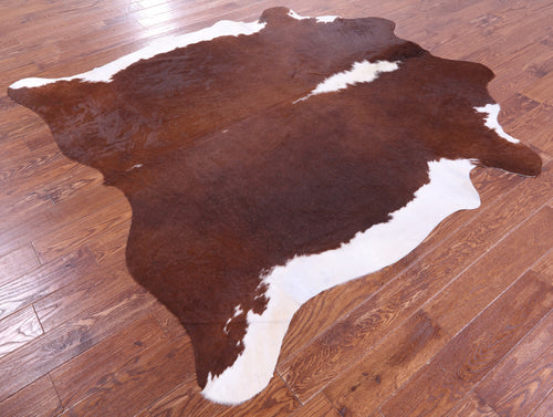 Brown & White Natural Cowhide Rug - XX-Large 7' 4
