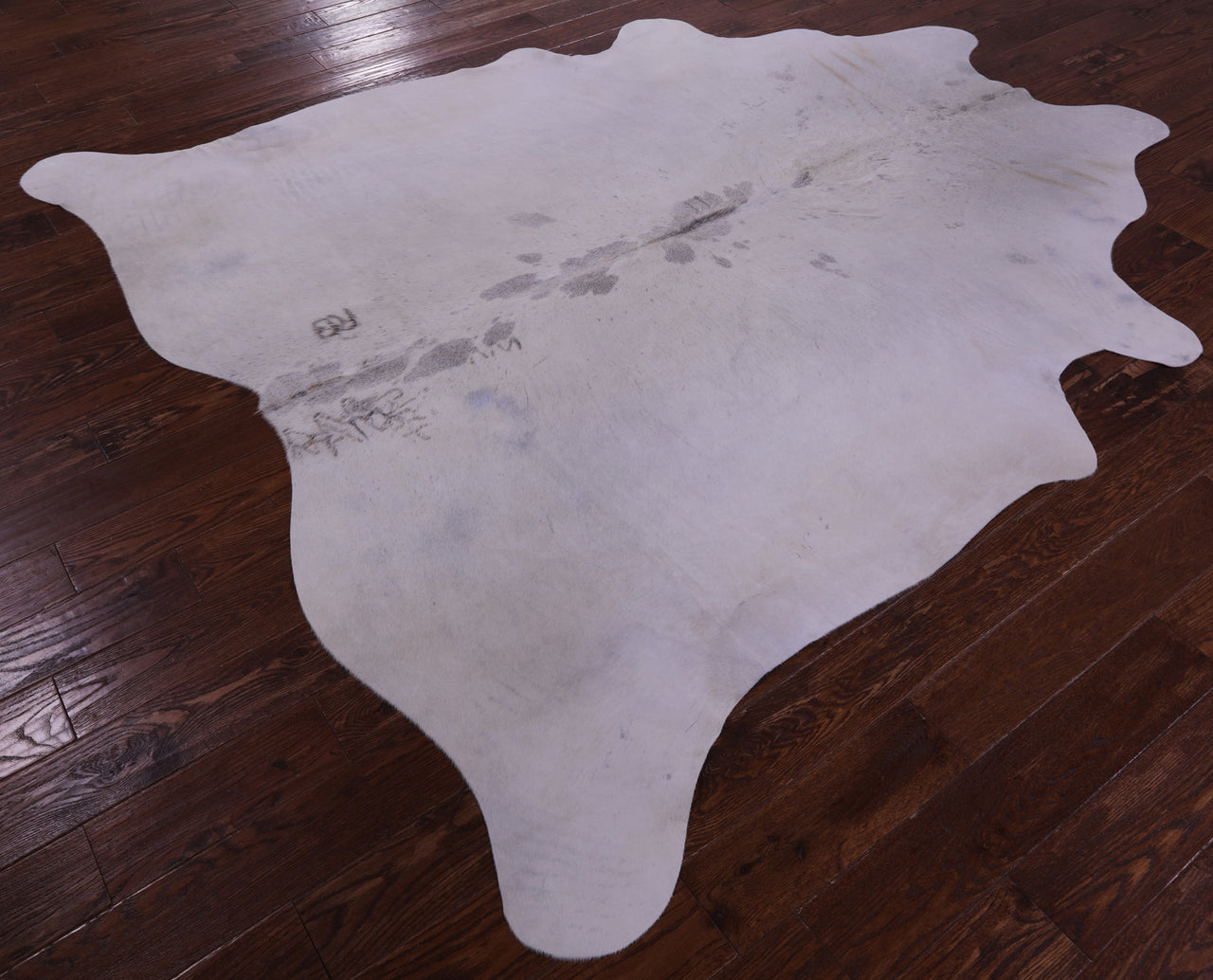 Grey & White Natural Cowhide Rug - XX-Large 8' 1"H x 7' 6"W
