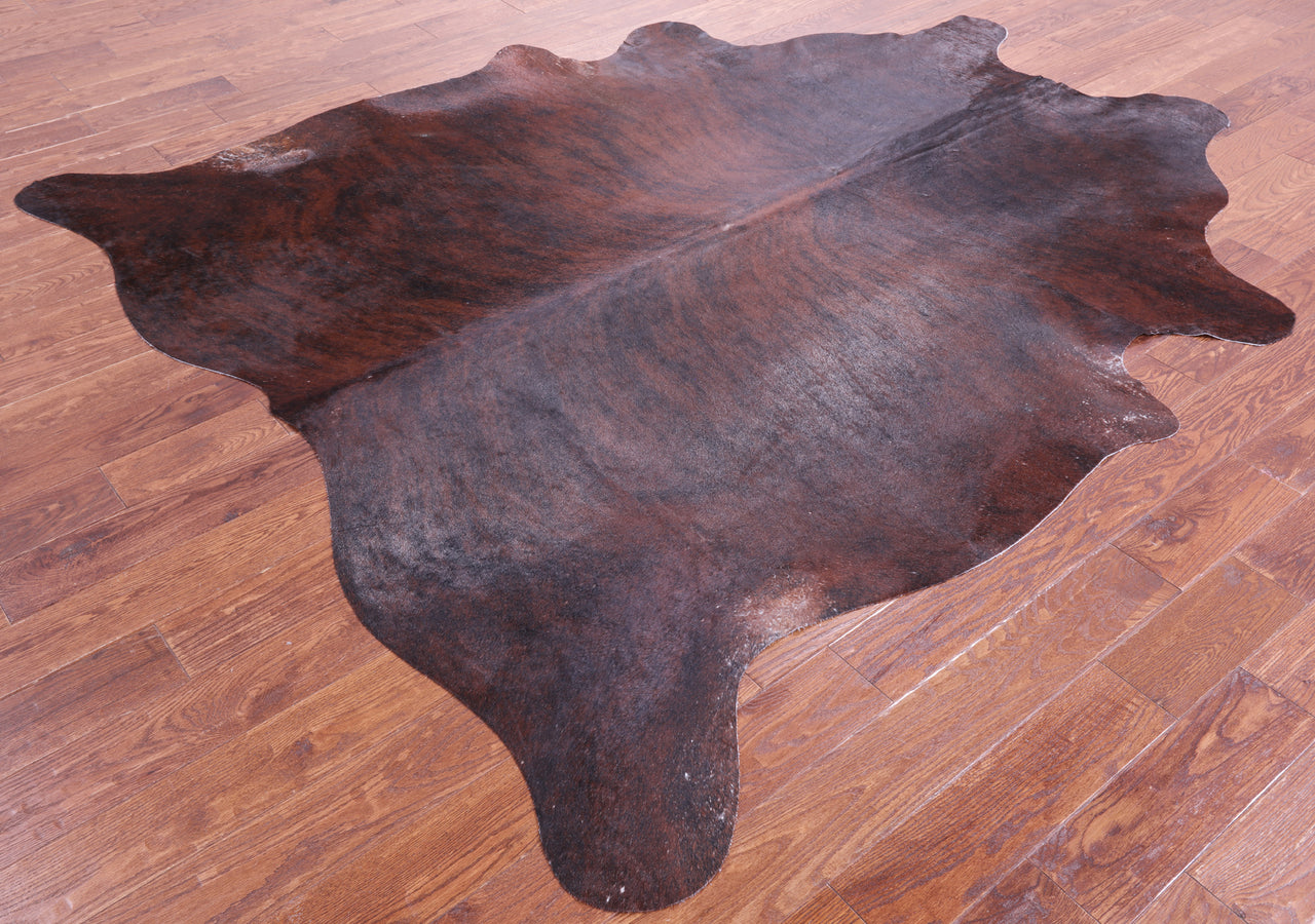 Dark Brindle Natural Cowhide Rug - XX-Large 8' 1"H x 7' 2"W