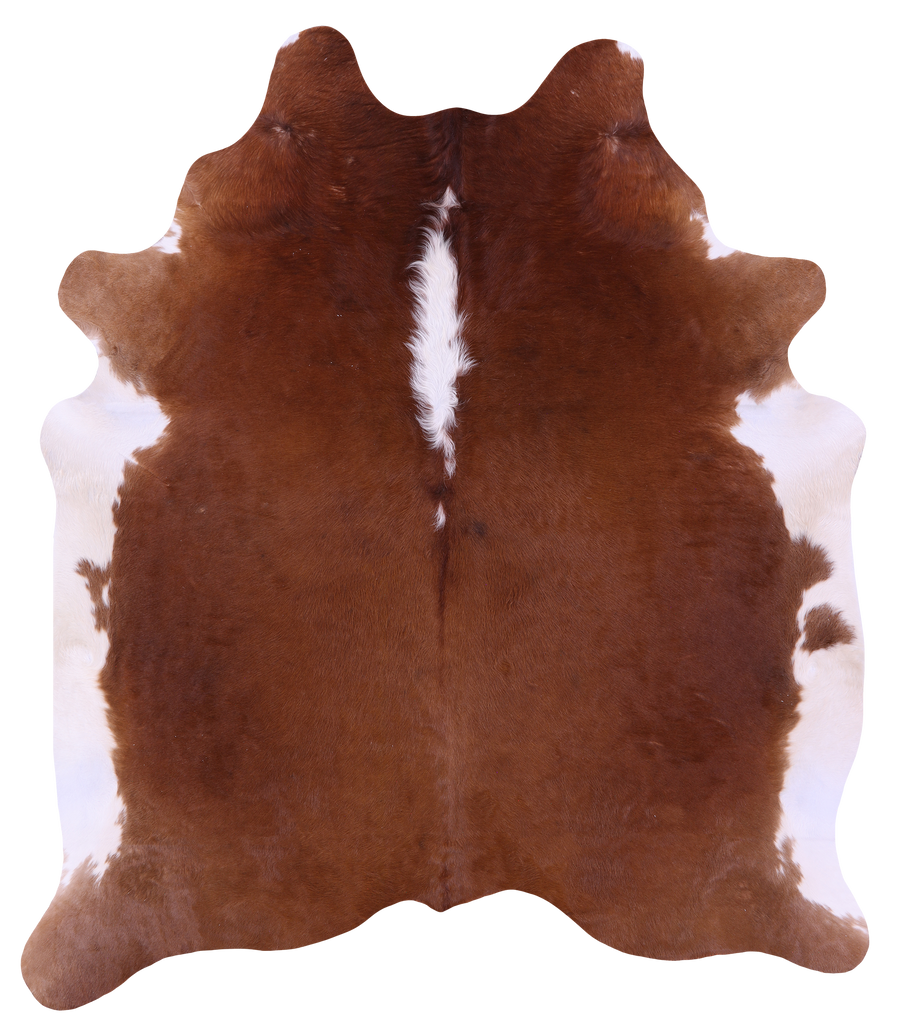 Brown & White Natural Cowhide Rug - XX-Large 7' 7"H x 6' 5"W