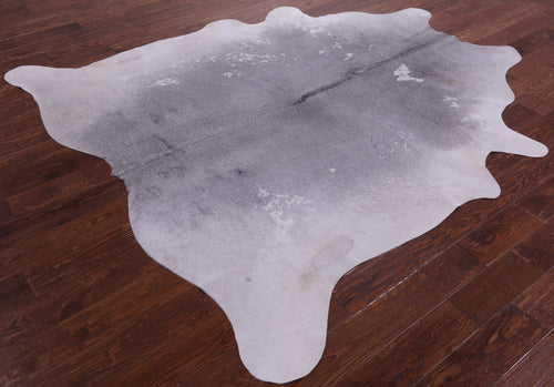 Grey & White Natural Cowhide Rug - XX-Large 7' 7