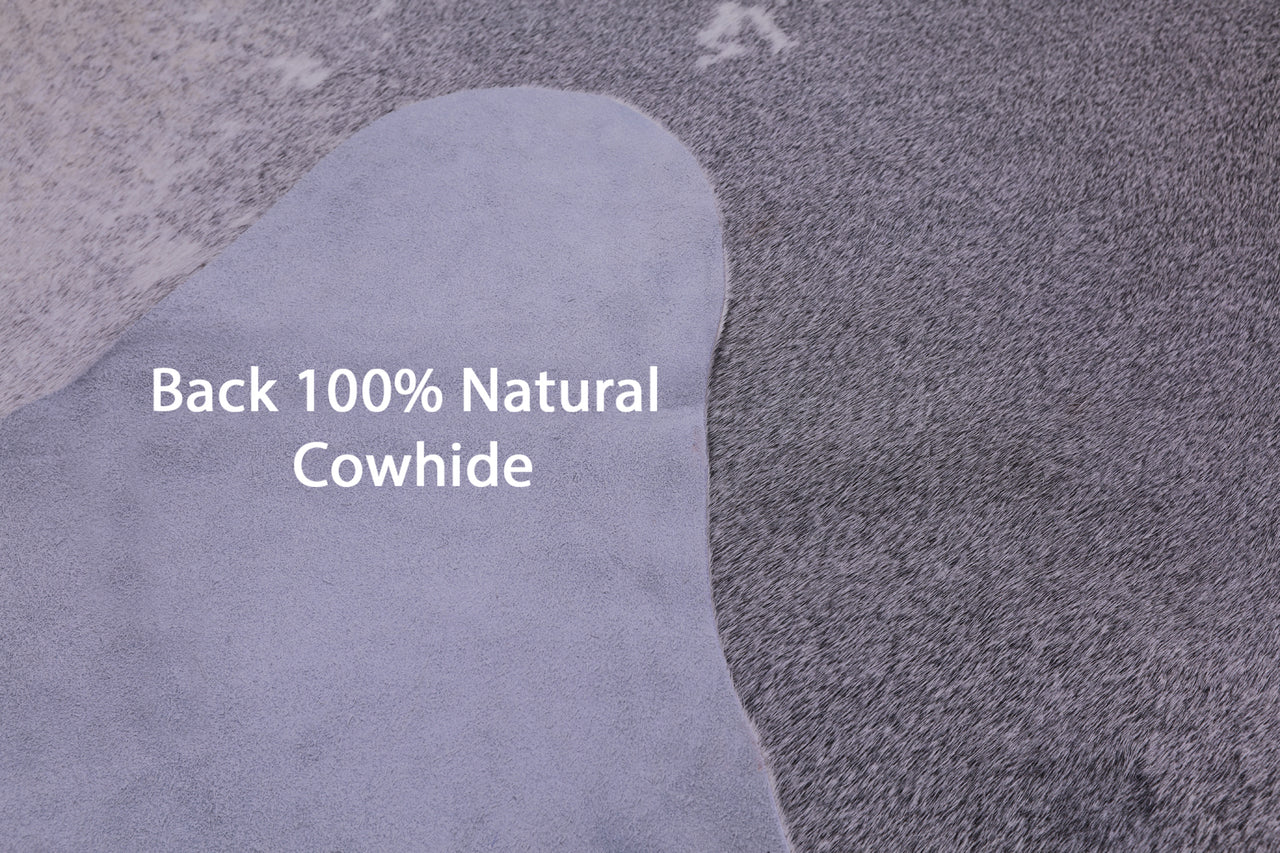 Grey & White Natural Cowhide Rug - XX-Large 7' 7"H x 7' 0"W