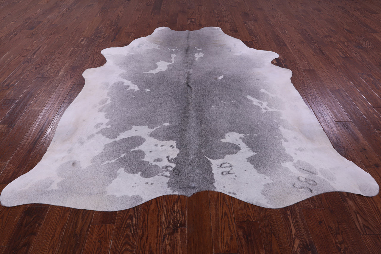 Grey & White Natural Cowhide Rug - XX-Large 8' 0"H x 7' 4"W