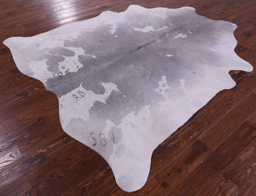 Grey & White Natural Cowhide Rug - XX-Large 8' 0