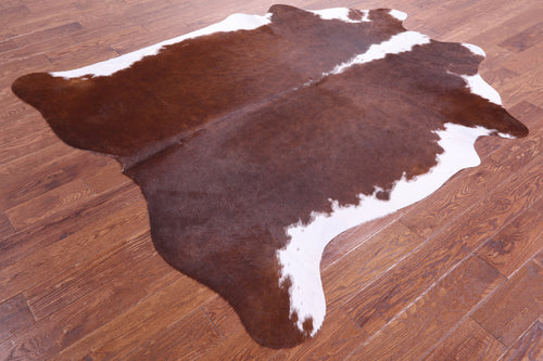 Brown & White Natural Cowhide Rug - X-Large 7' 0