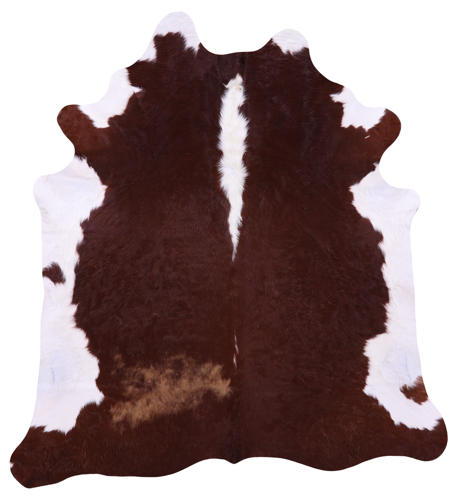 Brown & White Natural Cowhide Rug - X-Large 7' 2"H x 6' 6"W