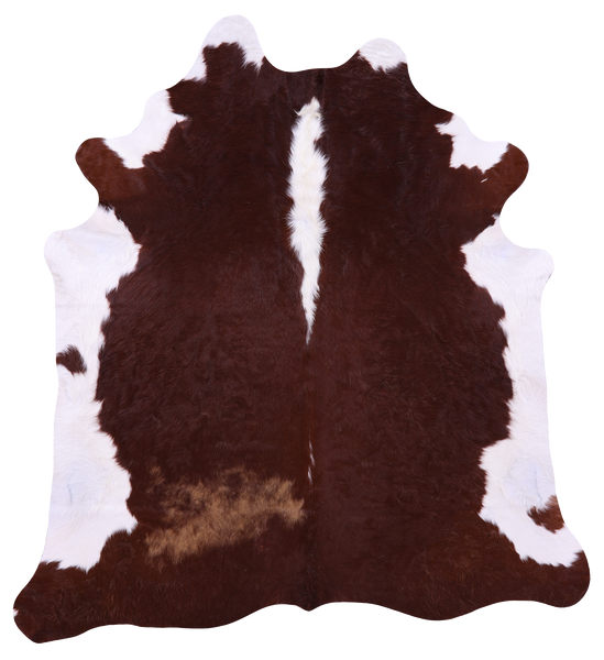 Brown & White Natural Cowhide Rug - X-Large 7' 2"H x 6' 6"W