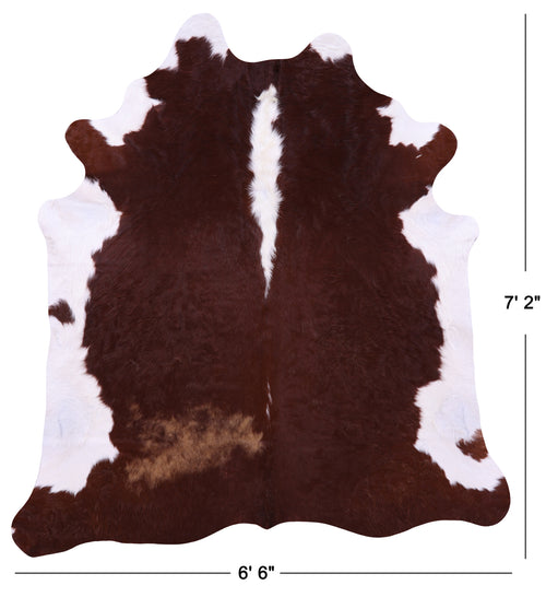 Brown & White Natural Cowhide Rug - X-Large 7' 2
