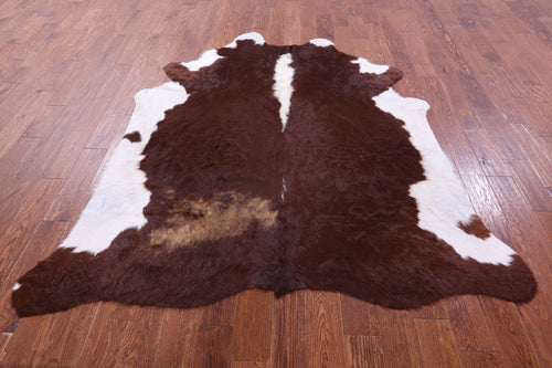 Brown & White Natural Cowhide Rug - X-Large 7' 2