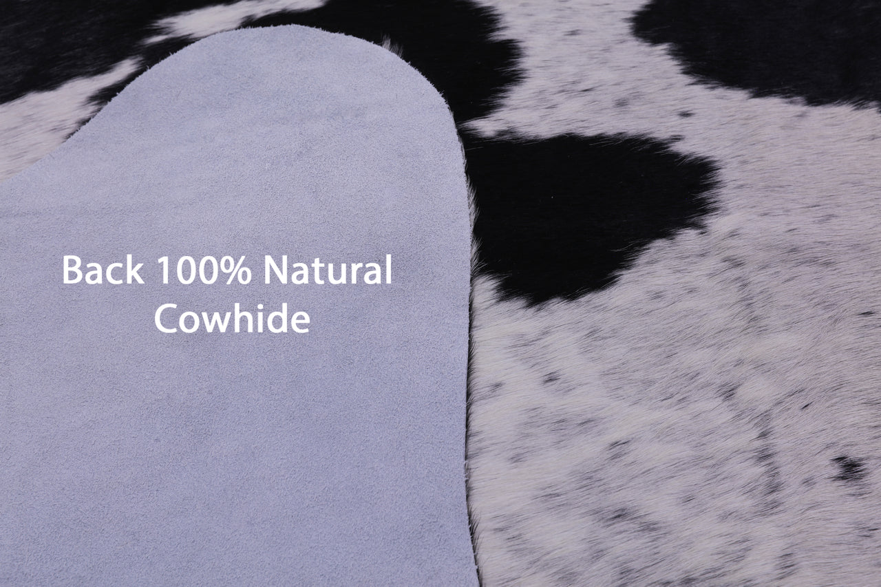 Black Salt & Pepper Natural Cowhide Rug - X-Large 6' 9"H x 6' 6"W
