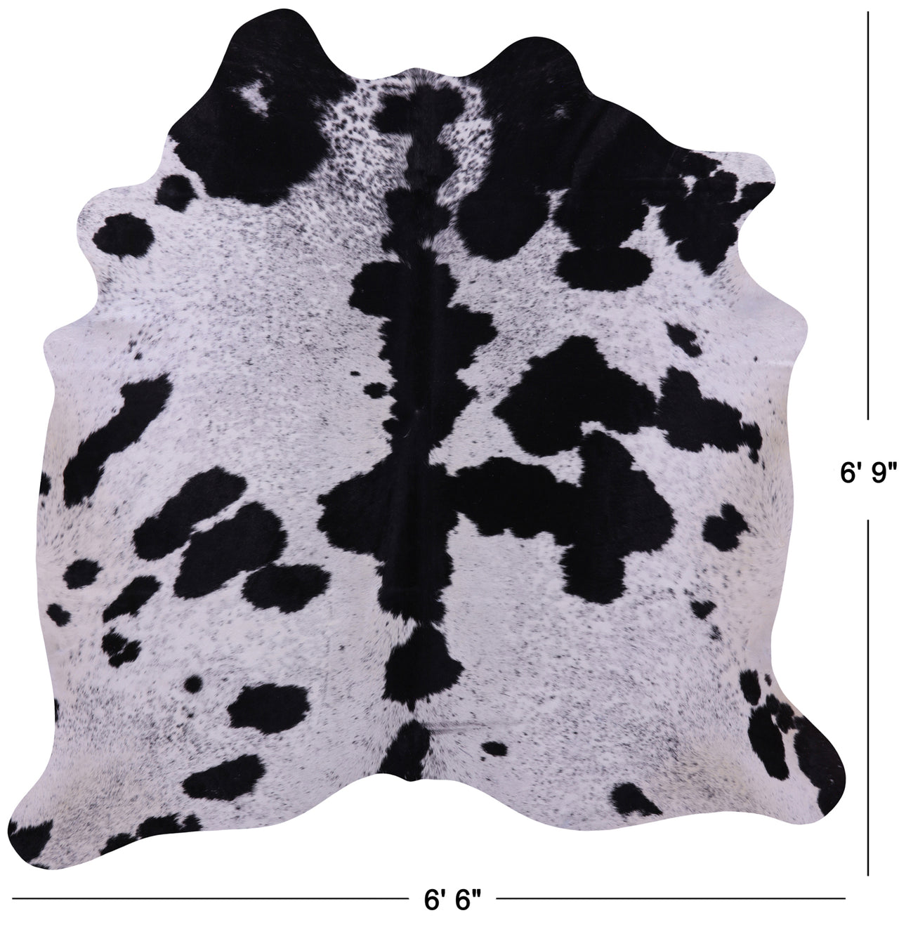 Black Salt & Pepper Natural Cowhide Rug - X-Large 6' 9"H x 6' 6"W