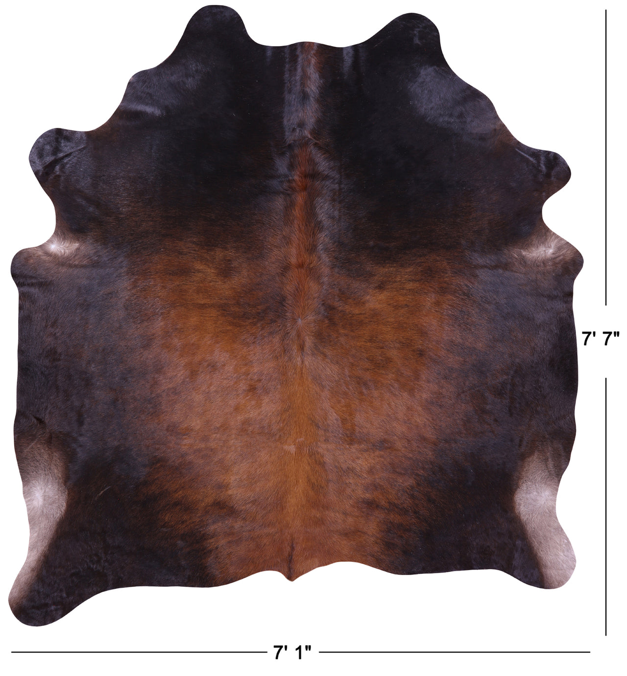 Dark Brown Natural Cowhide Rug - XX-Large 7' 7"H x 7' 1"W